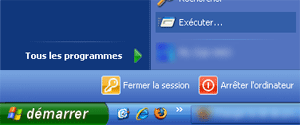 Chemin menu démarrer exécuter