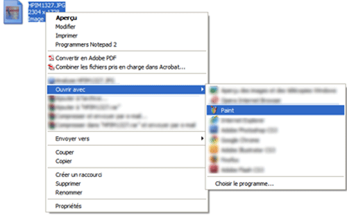 Ouvrir une image avec paint